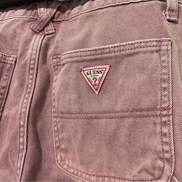GUESS Originals Mid-Rise Women’s Overdye Slouchy Carpenter Pink Wash Jeans - Picture 9 of 16